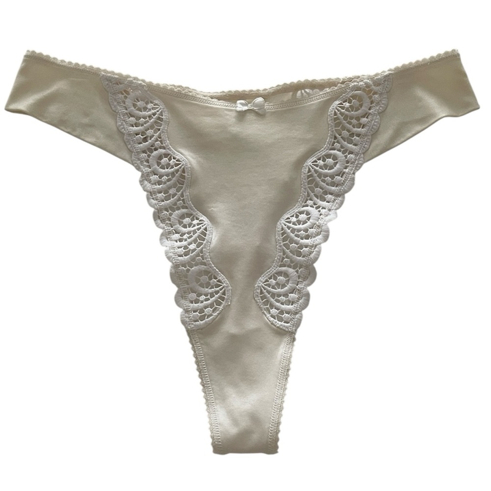 Vintage Lou Embroidered Thong Panty Made in France size M